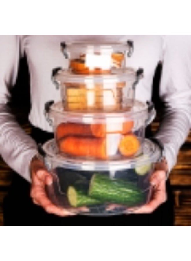 فافيلا طقم أوعية بلاستيك مدورة قابلة لإعادة الاستخدام من فافيلا يمكن استخدامها لتخزين الطعام وتحضير بقايا الطعام طقم مكون من 3قطع بأحجام مختلفة (1200-2100-3400 مل) شفاف - كود9023 - Image 5